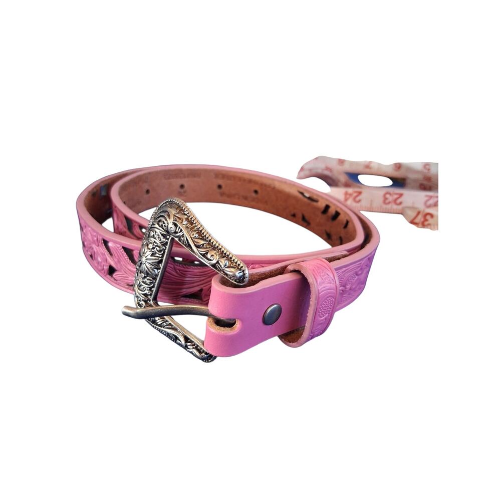 Shyanne Western Leather Girls size 26 Western Cowgirl Coquette Rodeo‎ Pink Belt - Picture 5 of 9